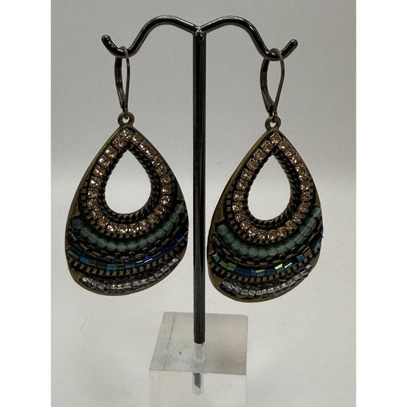 The Unbranded Brand Jewelry - Boho Beaded Teardrop Dangle Earrings Bronze Tone Mixed Media